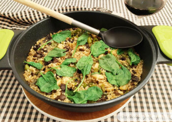 Arroz con verduras, setas y sepia… una locura de plato