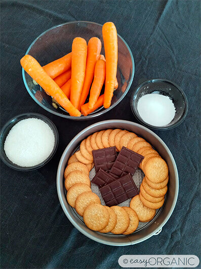 Ingreientes Pastel de Chocolate, Zanahoria y Coco